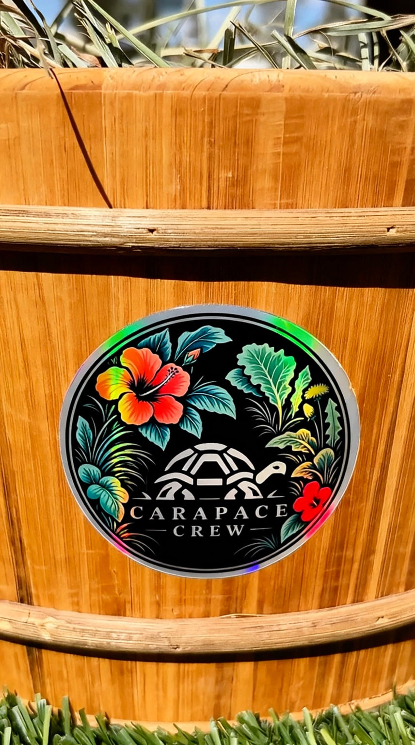 Real sticker on wooden planter outdoors