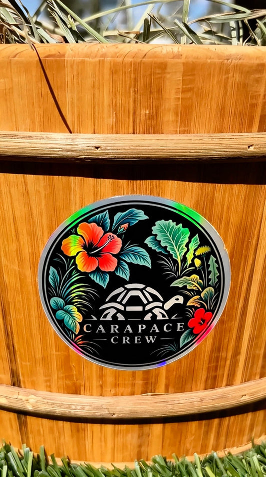 Real sticker on wooden planter outdoors